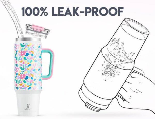 Limited time deal-50% off Meoky 40 oz Tumbler with Handle and Straw, Insulated Tumbler with Lid an - Image 3