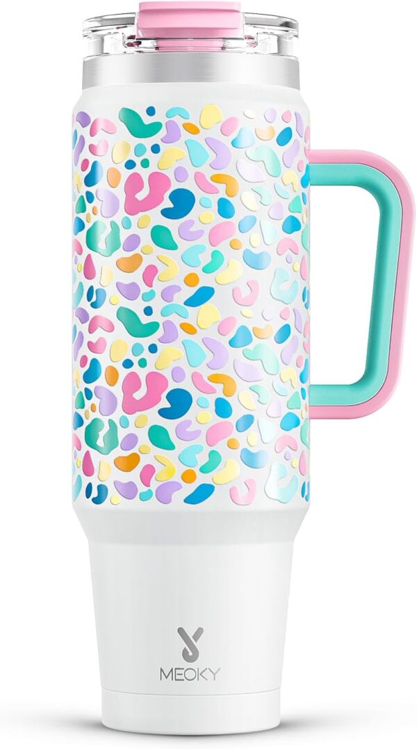 Limited time deal-50% off Meoky 40 oz Tumbler with Handle and Straw, Insulated Tumbler with Lid an