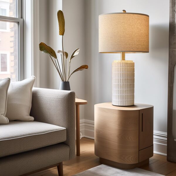 Limited time deal-47% off PoKat 23" Modern Ceramic Table Lamp Set of 2 for Living Room White Desk - Image 3