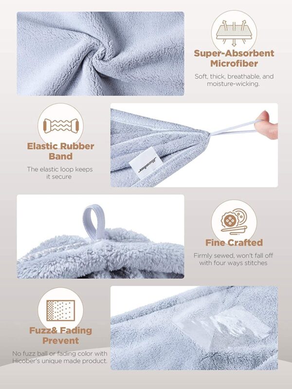Limited time deal-54% off Hicober Microfiber Hair Towel, 3 Packs Hair Turbans for Wet Hair, Drying Hai - Image 4
