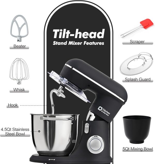Limited time deal-45% off Kitchen in the box Stand Mixer, 4.5QT+5QT Two bowls Kitchen Mixer, Matte - Image 3