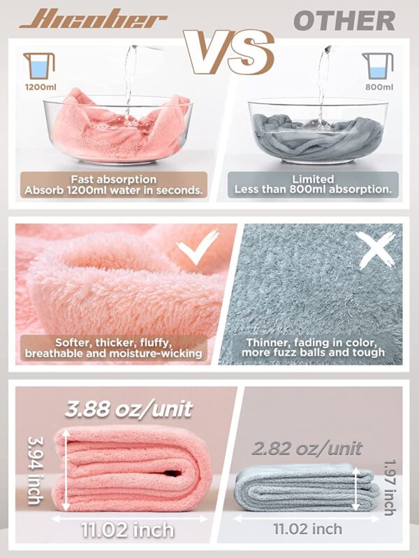 Limited time deal-54% off Hicober Microfiber Hair Towel, 3 Packs Hair Turbans for Wet Hair, Drying Hai - Image 2