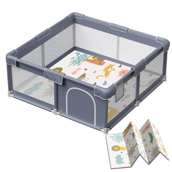 Limited time deal-41% off Baby Playpen with Mat, 50x50 Inch Playpen with Mat Waterproof for Babies