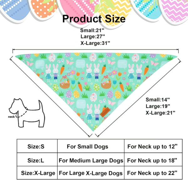 Limited time deal-68% off PTDECOR Easter Dog Bandana, Reversible Rabbit Easter Egg Dog Scarf, Multi - Image 3