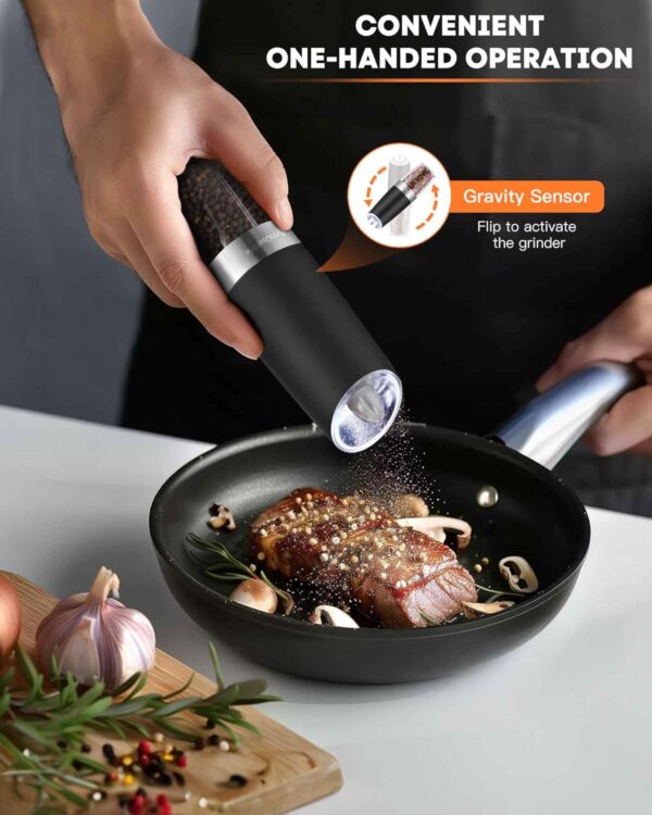 Limited time deal-40% off AmuseWit Gravity Electric Salt and Pepper Grinder Set of 2 [White Light] Batt - Image 2