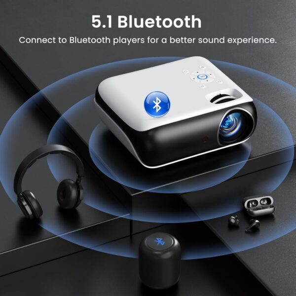 Limited time deal-46% off HAPPRUN Native 1080P Bluetooth Projector, Full HD Portable Outdoor Mov - Image 3