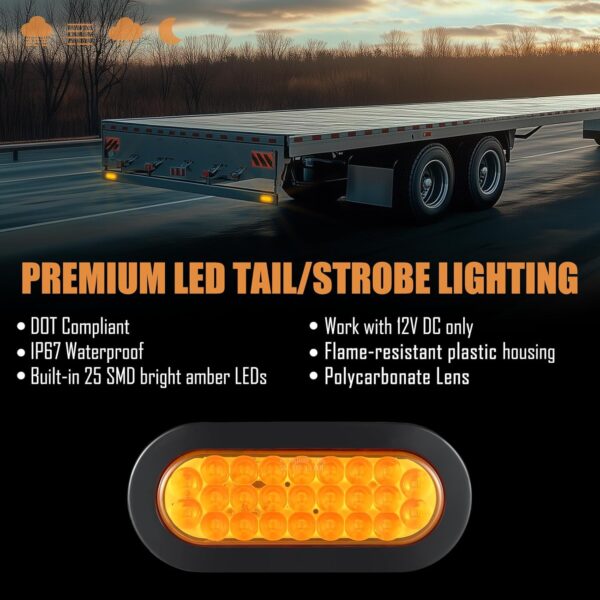Limited time deal-57% off AT-HAIHAN Pack of 2 Oval Amber LED Strobe Light with Triple Flash and - Image 2