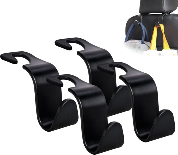 Limited time deal-45% off Amooca Car Seat Headrest Hook 4 Pack Hanger Storage Organizer Universa