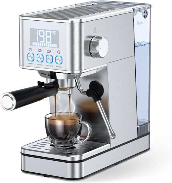 Limited time deal-50% off Espresso Machine, 20Bar Compact Stainless Espresso Maker, With Milk Froth