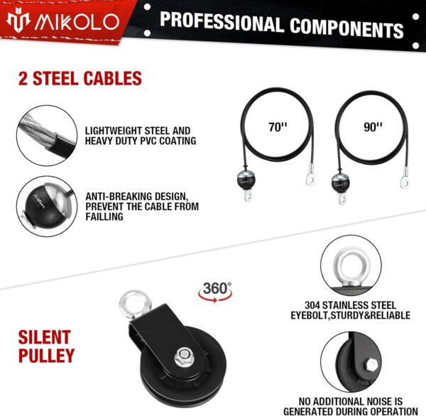 Limited time deal-39% off Mikolo Fitness LAT and Lift Pulley System, Dual Cable Machine(70'' and 90'') - Image 4