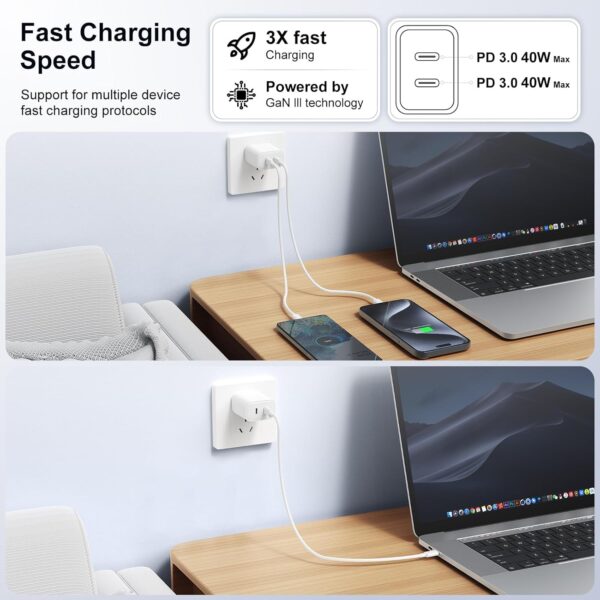 Limited time deal-44% off 40W Dual USB C Charger Block,2-Port Fast USB-C Power Adapter Wall Charg - Image 3