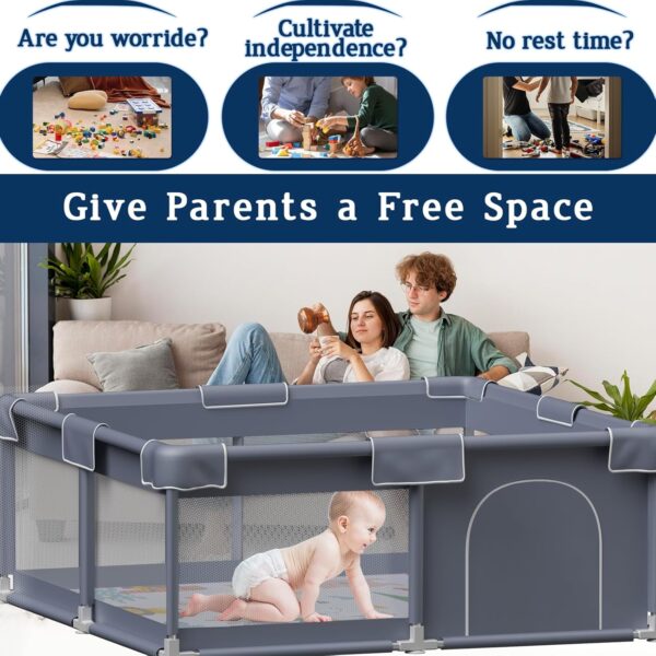 Limited time deal-41% off Baby Playpen with Mat, 50x50 Inch Playpen with Mat Waterproof for Babies - Image 2