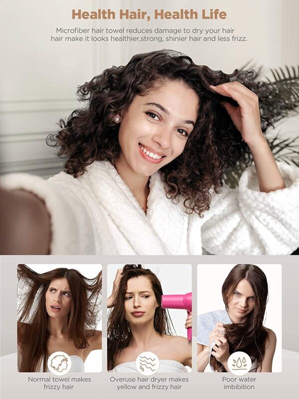 Limited time deal-54% off Hicober Microfiber Hair Towel, 3 Packs Hair Turbans for Wet Hair, Drying Hai - Image 3