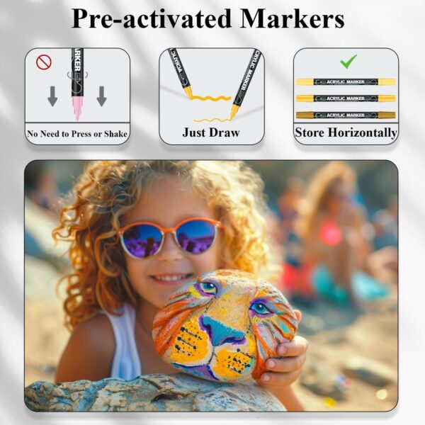 Limited time deal-43% off Acrylic Paint Markers, 24 Colors Paint Pens Acrylic Markers for Rock Painting, - Image 3