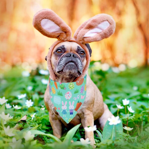 Limited time deal-68% off PTDECOR Easter Dog Bandana, Reversible Rabbit Easter Egg Dog Scarf, Multi - Image 4