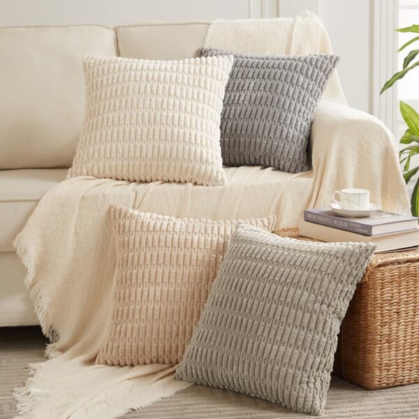 Limited time deal-40% off Fancy Homi 4 Packs Neutral Decorative Throw Pillow Covers 18x18 Inch for
