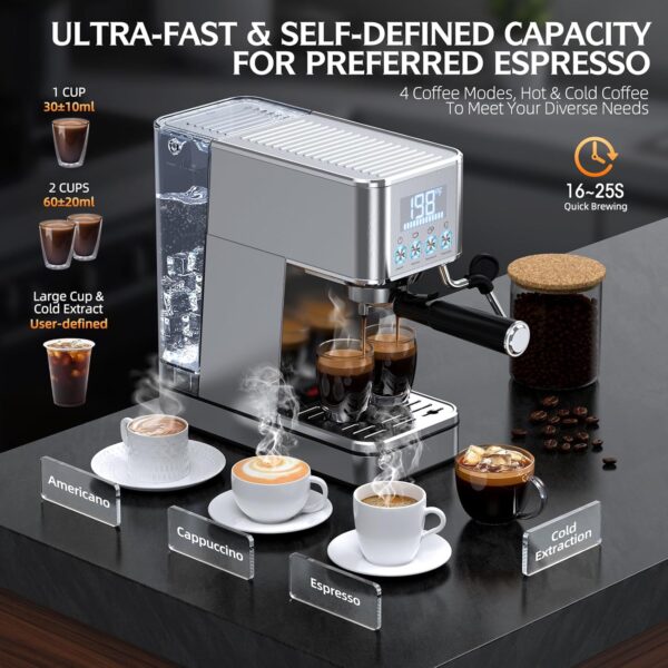 Limited time deal-50% off Espresso Machine, 20Bar Compact Stainless Espresso Maker, With Milk Froth - Image 3