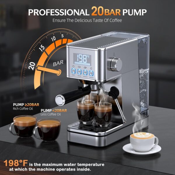 Limited time deal-50% off Espresso Machine, 20Bar Compact Stainless Espresso Maker, With Milk Froth - Image 4