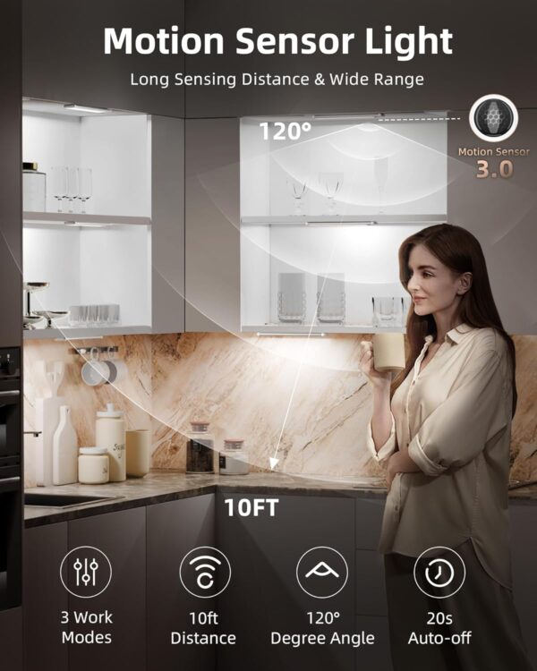 Limited time deal-43% off EZVALO Under Cabinet Lights, LED Closet Lights Wireless USB Charging, Mo - Image 2