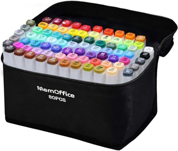 Limited time deal-38% off 80 Colors Dual Tip Artist Alcohol Markers Set with Carrying Case - Perfect for