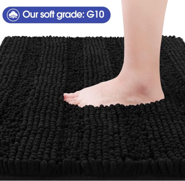 Limited time deal-42% off ACCUMTEK Striped Black Bathroom Rug Set 3 Pieces Ultra Soft, Non Slip Ch - Image 4