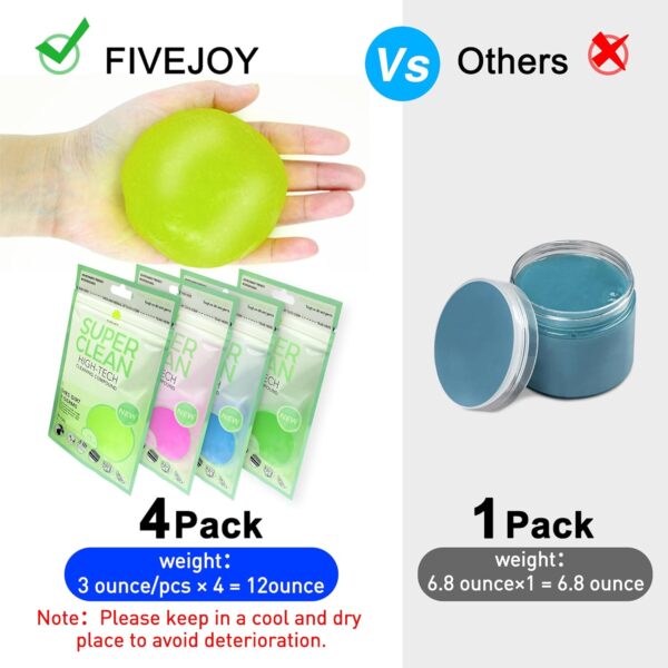 Limited time deal-44%  off FiveJoy Car Cleaning Gels, 4-Pack Universal Auto Detailing Tools Car Interior - Image 3