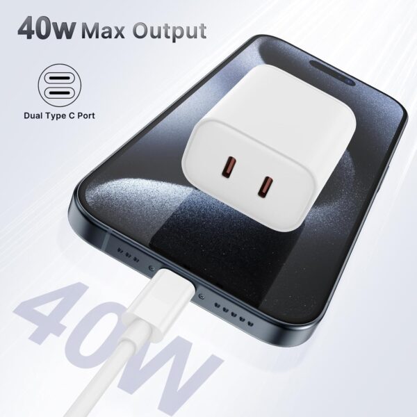 Limited time deal-44% off 40W Dual USB C Charger Block,2-Port Fast USB-C Power Adapter Wall Charg - Image 2