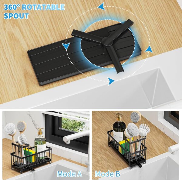 Limited time deal-44% off Cisily Black Sponge Holder for Kitchen Sink, Sink Caddy Organizer with High - Image 3