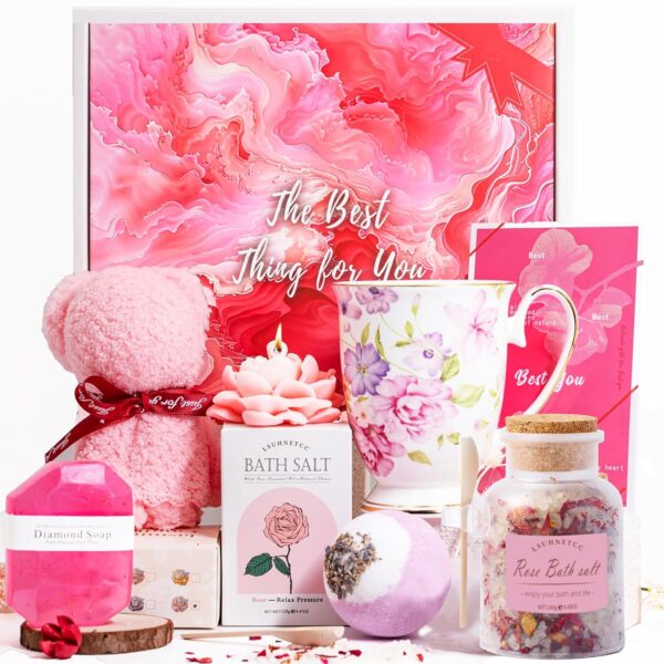 Limited time deal-50% off Luxury Gift Box, Unique Gift for Women Relaxing Spa Gift Baskets Self Care,