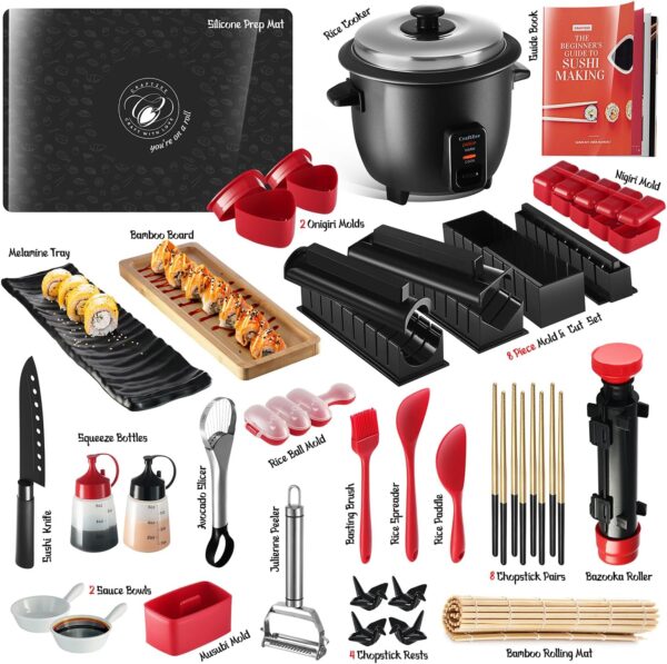 Limited time deal-42% off Sushi Making Kit - Complete Sushi Maker Kit with Bazooka Roller, Rice Cook - Image 4