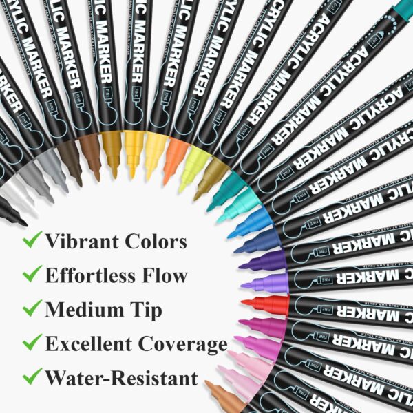 Limited time deal-43% off Acrylic Paint Markers, 24 Colors Paint Pens Acrylic Markers for Rock Painting, - Image 4