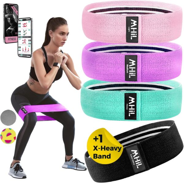 Limited time deal-41% off Fabric Resistance Bands for Women & Men – 4 Durable Exercise Bands for