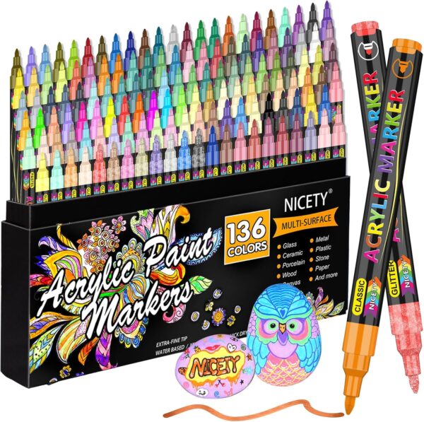Limited time deal-45% off 136 Colors Acrylic Paint Markers, Extra Fine Tip Point Acrylic Paint Pens for