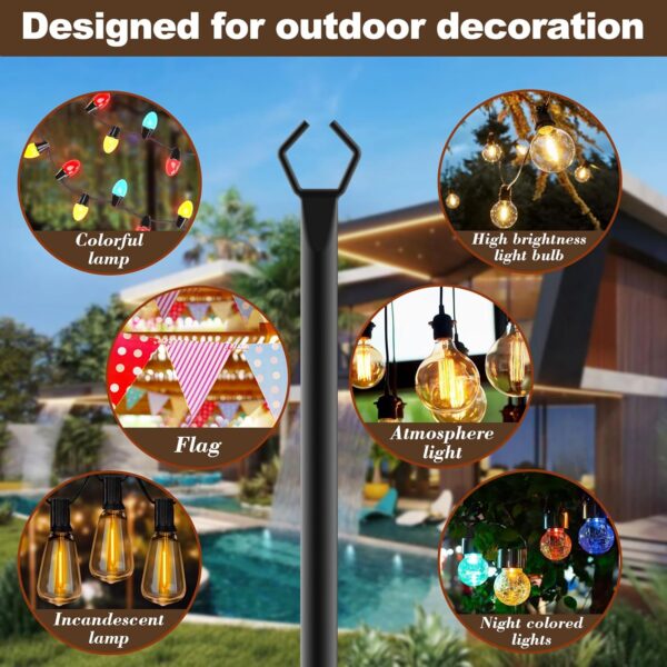 Limited time deal-53% off 10Ft String Light Poles 4 Pack,Light Poles for Outside Lights,Outdoor with Fe - Image 4