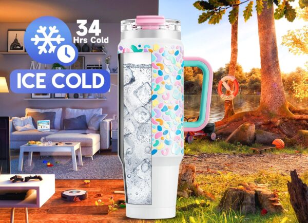 Limited time deal-50% off Meoky 40 oz Tumbler with Handle and Straw, Insulated Tumbler with Lid an - Image 4