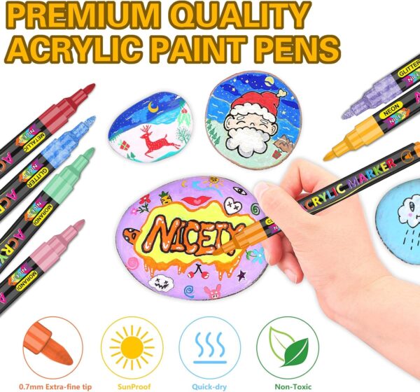 Limited time deal-45% off 136 Colors Acrylic Paint Markers, Extra Fine Tip Point Acrylic Paint Pens for - Image 4