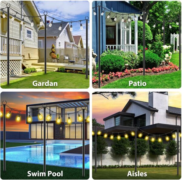 Limited time deal-53% off 10Ft String Light Poles 4 Pack,Light Poles for Outside Lights,Outdoor with Fe - Image 2