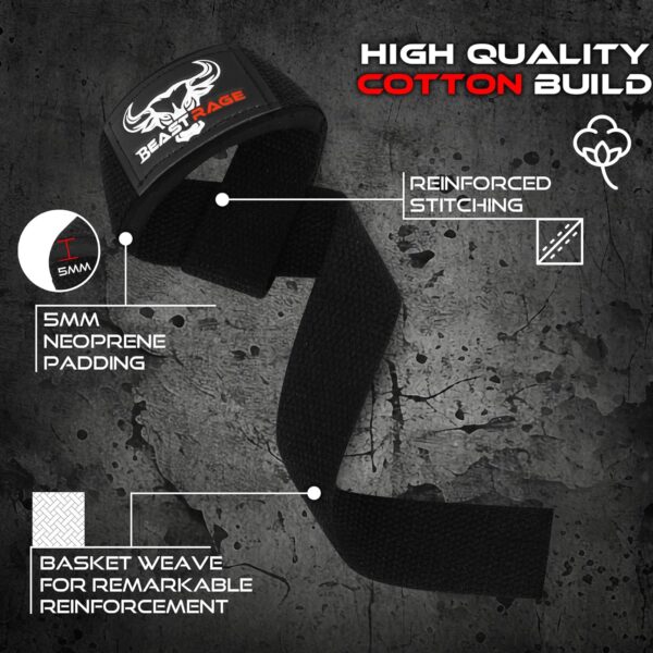 Limited time deal-42% off BEAST RAGE Lifting Straps for Weightlifting, Weight Lifting Straps Gym Powe - Image 2