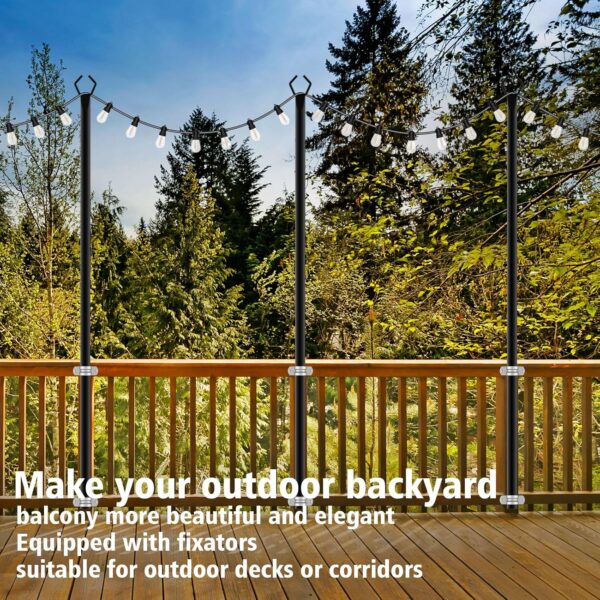 Limited time deal-53% off 10Ft String Light Poles 4 Pack,Light Poles for Outside Lights,Outdoor with Fe - Image 3