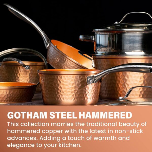 Limited time deal-50% off Gotham Steel Hammered Copper Collection – 20 Piece Premium Pots and P - Image 3