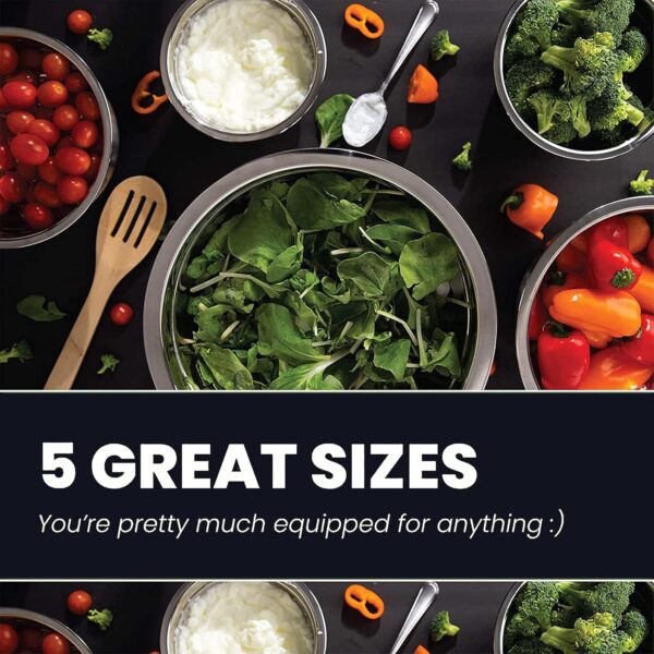 Limited time deal-48% off WHYSKO Meal Prep Stainless Steel Mixing Bowl (5-Piece Set) Home, Refriger - Image 4