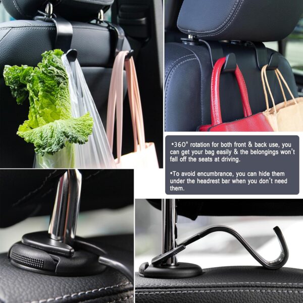 Limited time deal-45% off Amooca Car Seat Headrest Hook 4 Pack Hanger Storage Organizer Universa - Image 3