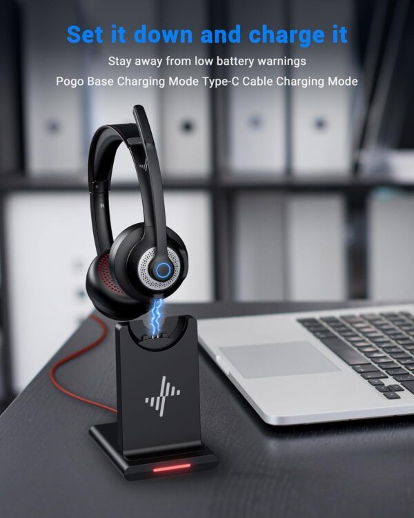Limited time deal-40% off Wireless Headset with AI Noise Cancelling Microphone Bluetooth Headset - - Image 2
