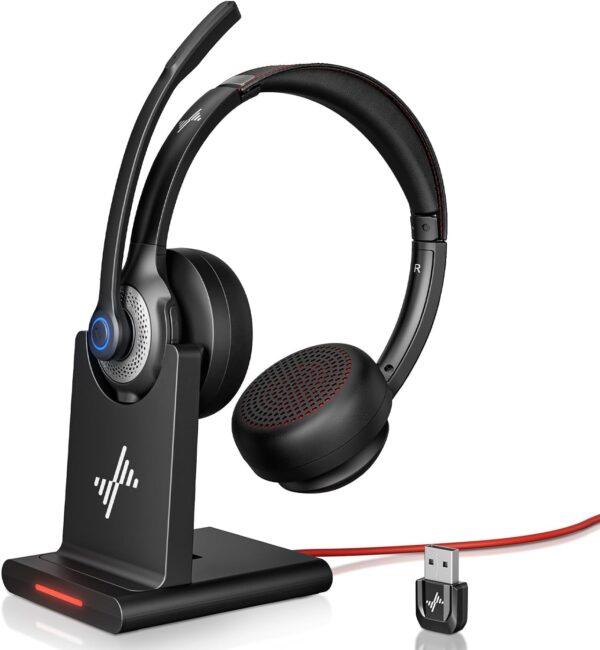 Limited time deal-40% off Wireless Headset with AI Noise Cancelling Microphone Bluetooth Headset -