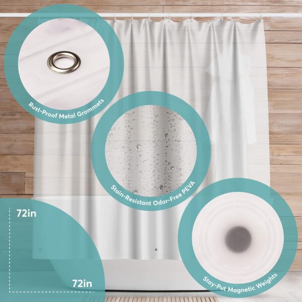 Limited time deal-45% off BigFoot Shower Curtain Liner – 72 x 72 PEVA Premium Shower Curtain with - Image 3