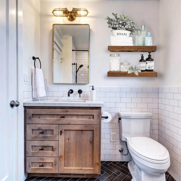 Limited time deal-55% off QEEIG Bathroom Floating Shelves for Wall Mounted Shelf Over Toilet Farmh - Image 2