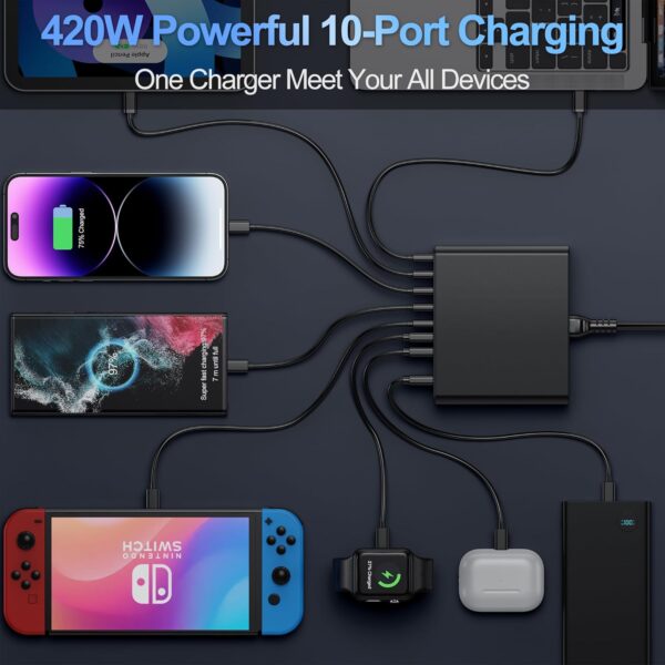 Limited time deal-46% off 420W USB C Charger Block,10-Port Charging Station GaN Fast Charging Typ - Image 3
