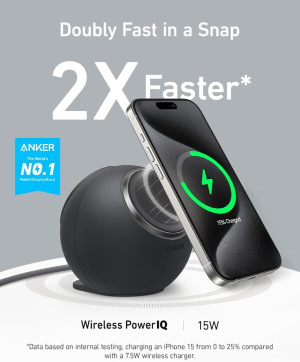 Limited time deal-50% off Anker MagGo Magnetic Charging Station, Qi2 Certified 15W Ultra-Fast Mag - Image 2