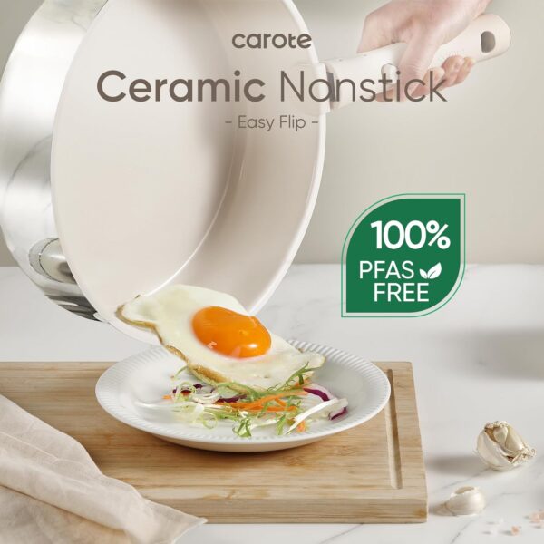 Limited time deal-76% off CAROTE 10pcs Pots and Pans Set Non Stick, Ceramic/Stainless Steel Cookwar - Image 3