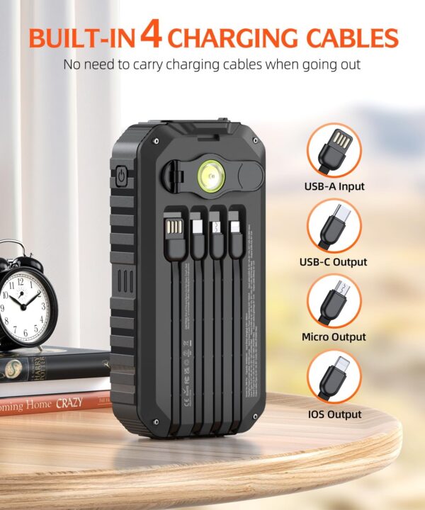 Limited time deal-40% off Solar Charger Power Bank 40000mAh Built in 4 Cables and Hand Crank, Port - Image 4